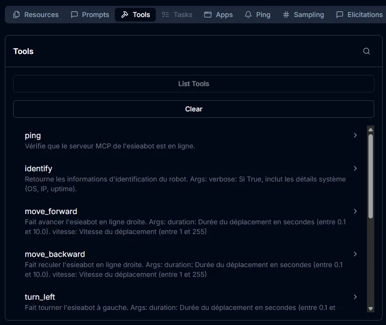 Quelques outils disponible sur le robot